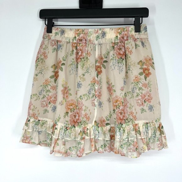 Zara Skirt Floral Print Ruffle Mini Pull On Elastic Blogger Fave - Picture 10 of 12